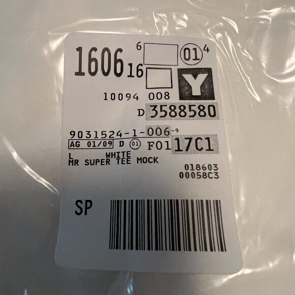 Lands' End Men's Size L 100% Cotton L/S Mock Turtle Neck Super Tee. White - Picture 3 of 4